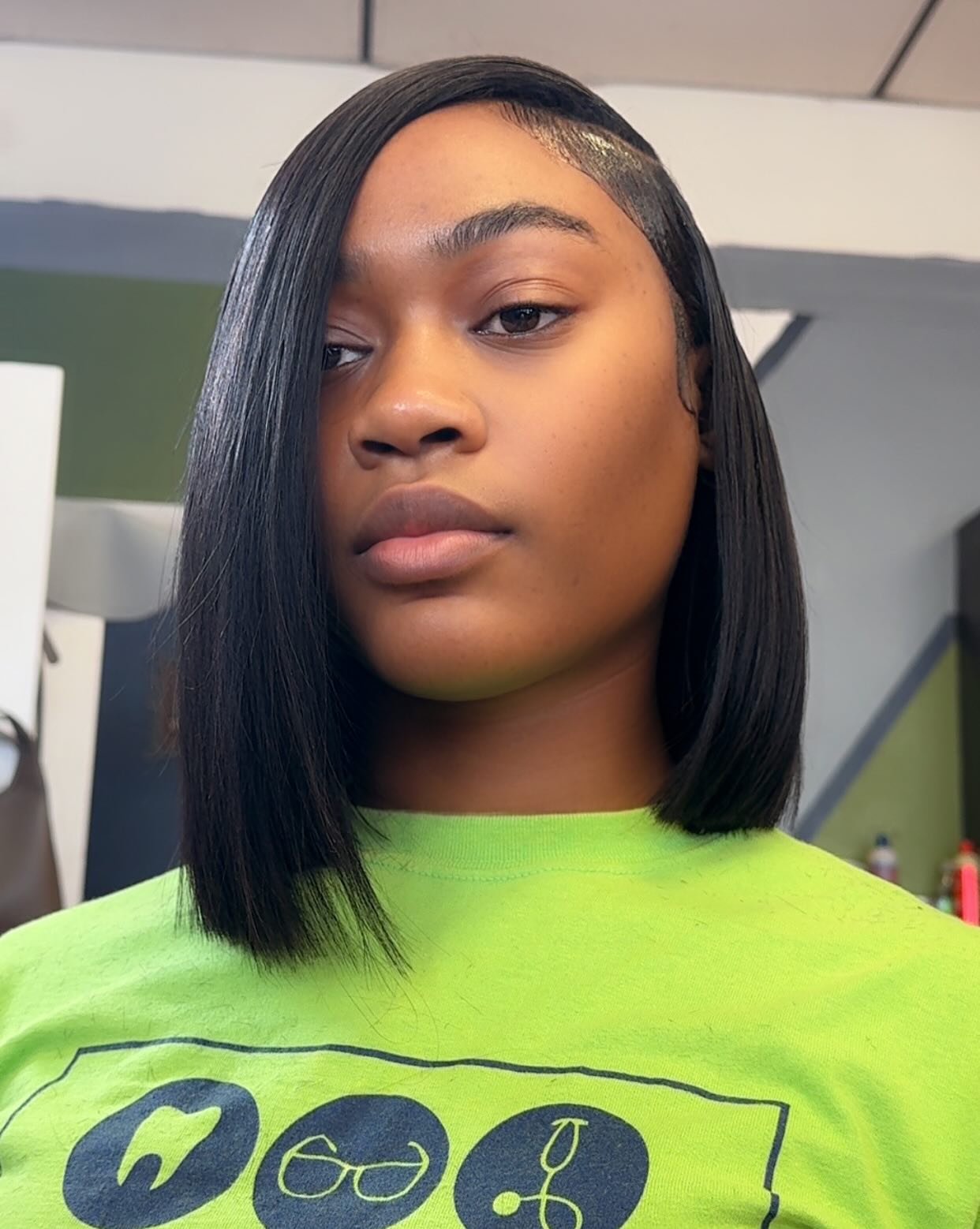Sleek Long Bob with Side-Swept Detail