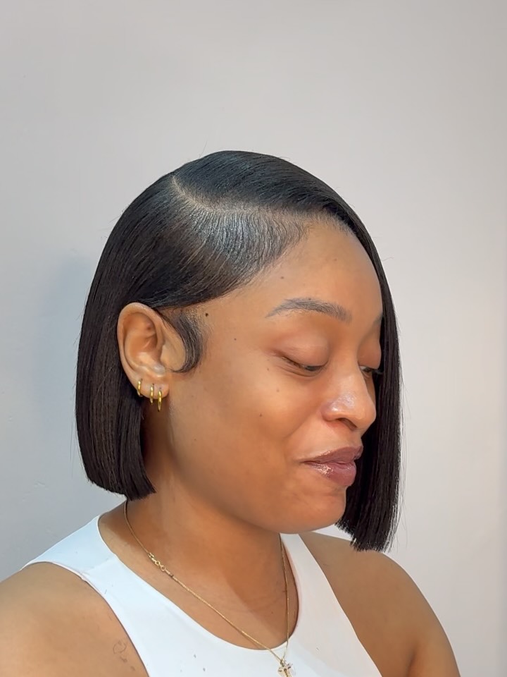 Sleek Textured Bob with Side Swept Detail