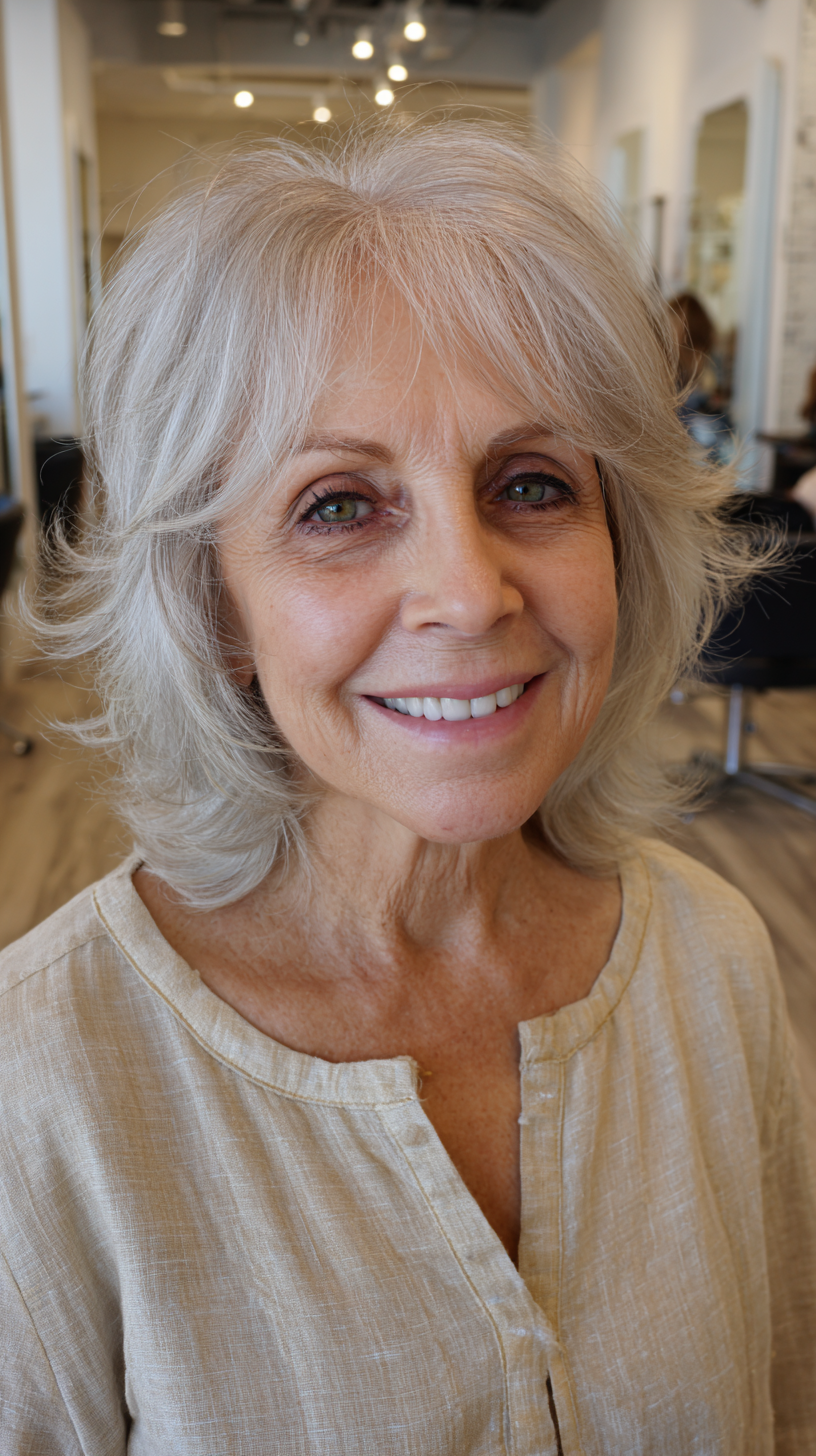 Softly Layered Silver Cut with Gentle Waves