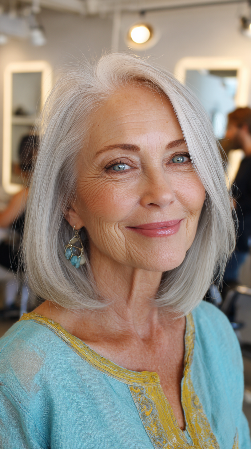 Stylish Silver Blunt Cut with Soft Ends