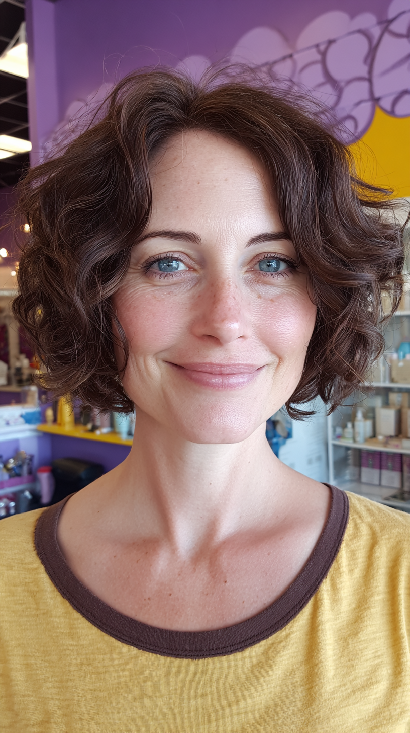 Chic Curly Short Bob with Soft Texture