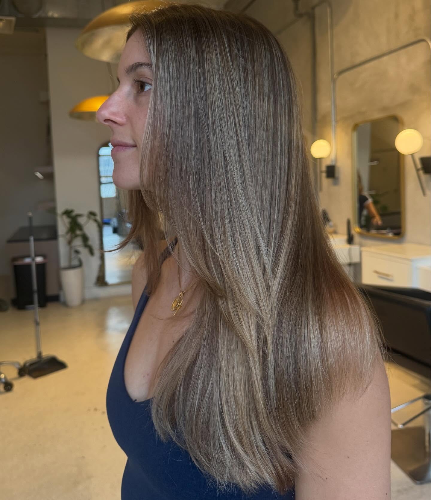 Elegant Long Sleek Cut with Subtle Balayage Highlights