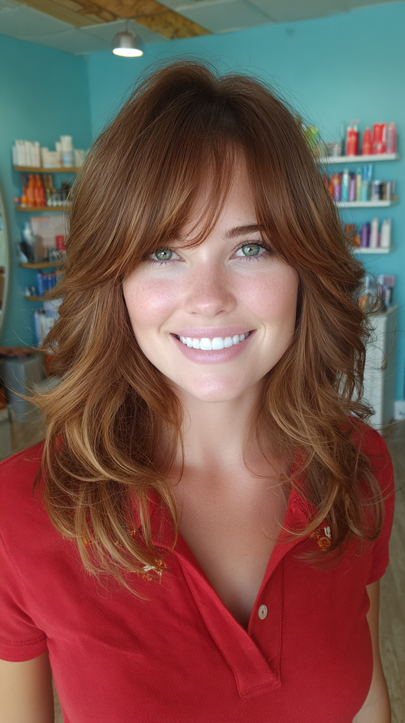 Layered Wavy Cut with Soft Bangs