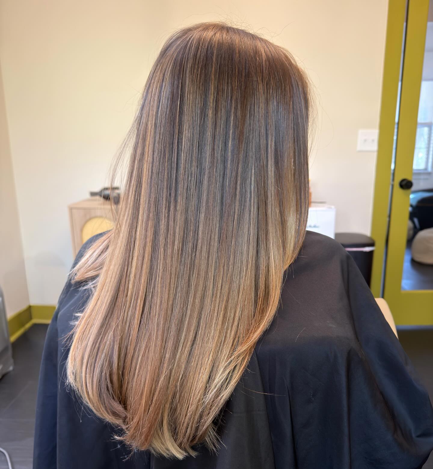 Sleek Long Layered Cut with Subtle Highlights