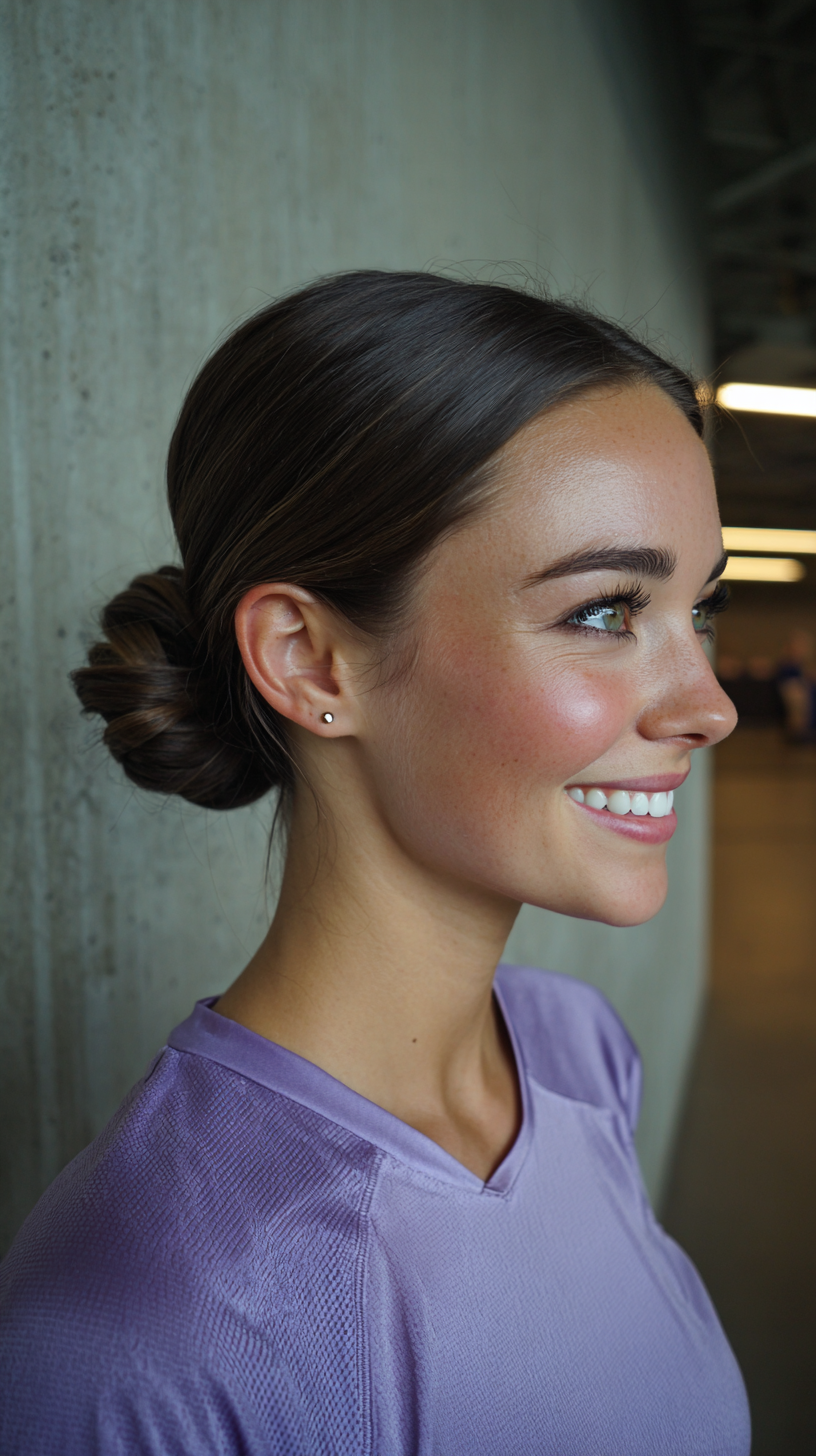 Sleek Low Bun with Subtle Highlights