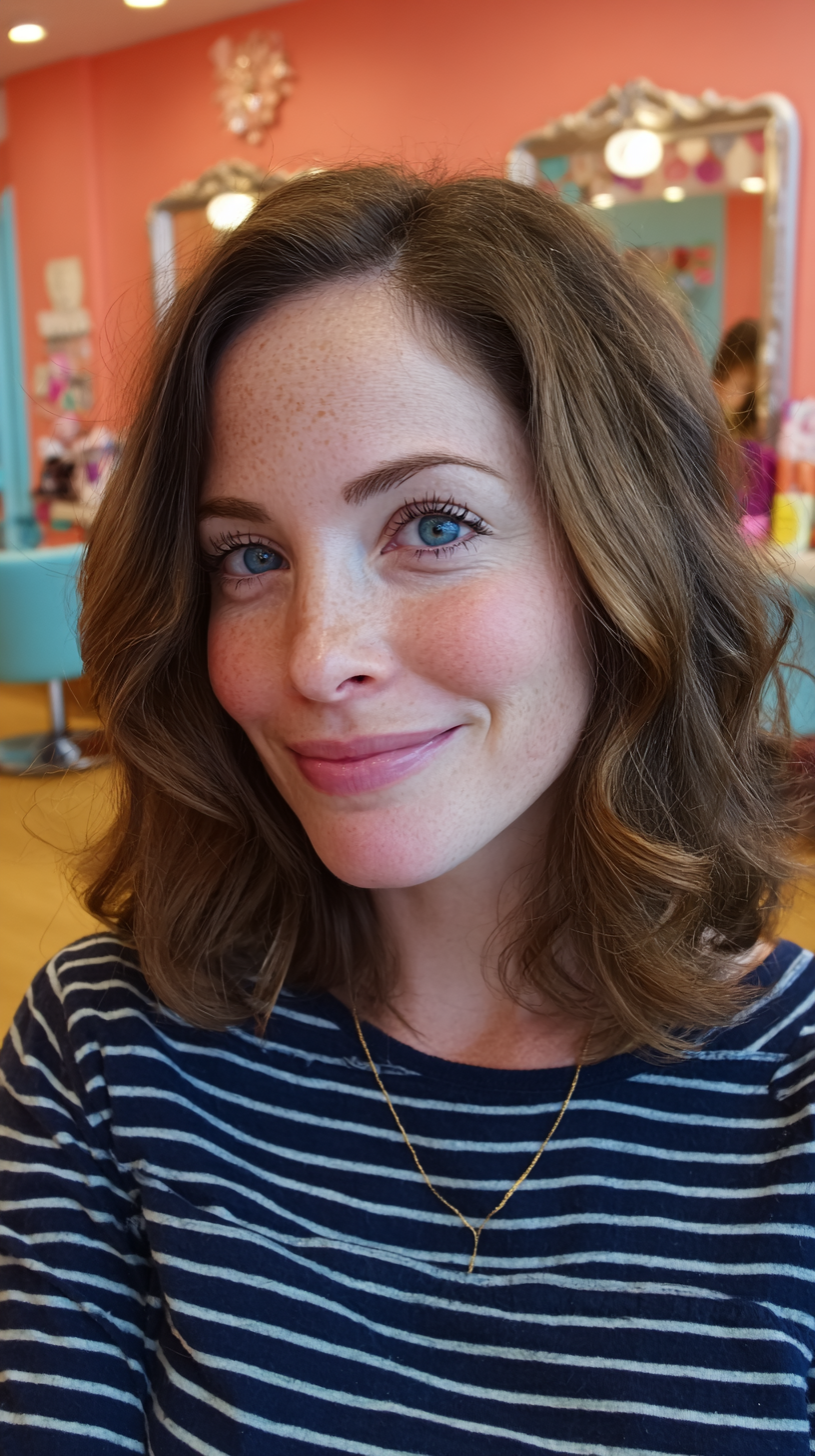 Softly Textured Wavy Mid-Length Cut