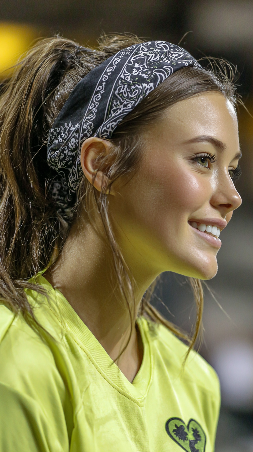 Sporty High Ponytail with Bandana Accents