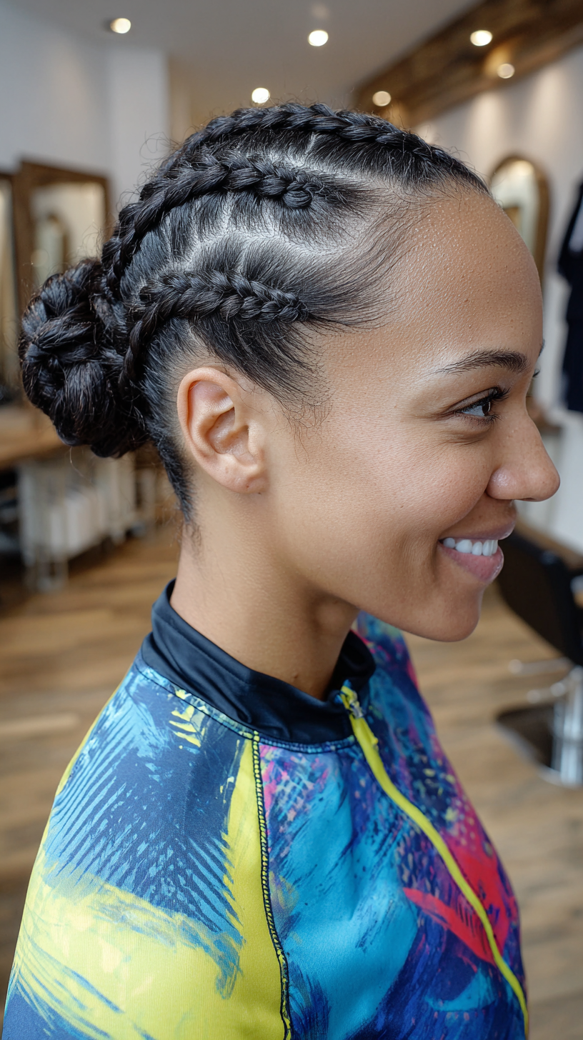 Stylish Double Braided Bun for Game Day