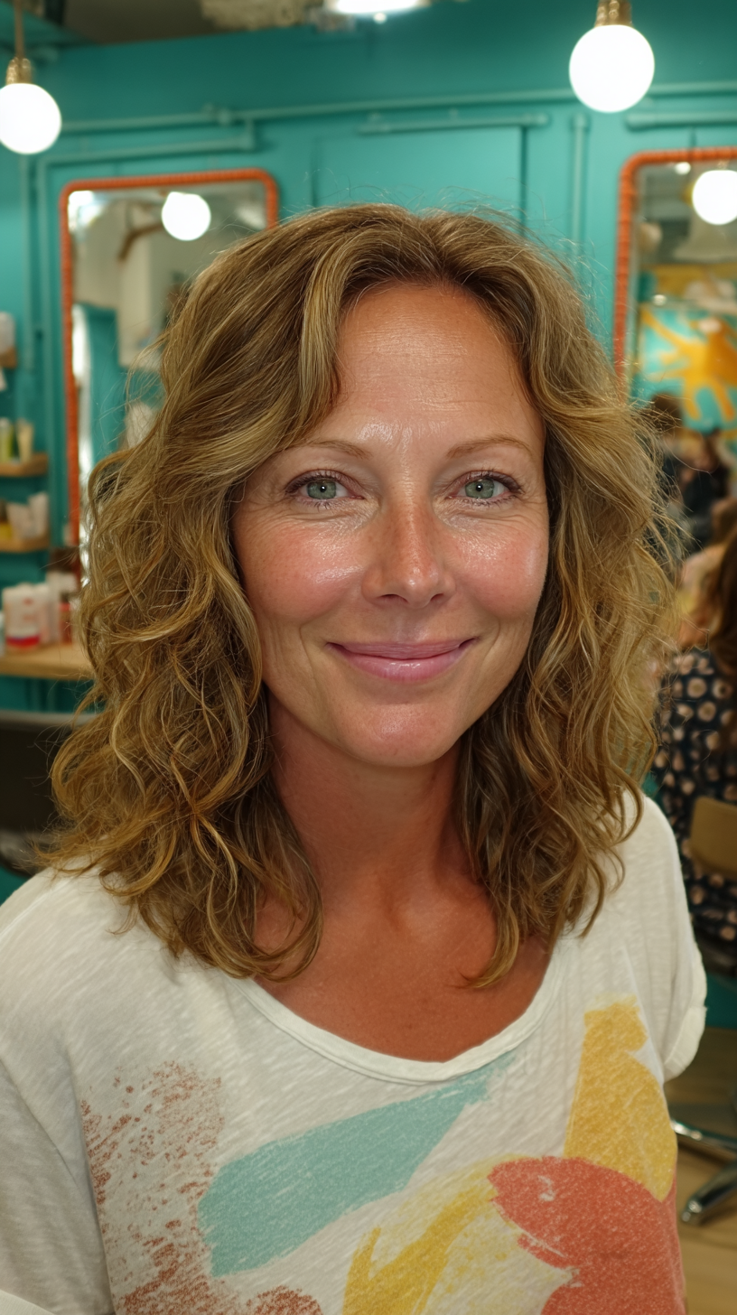 Textured Mid-Length Wavy Cut with Loose Curls