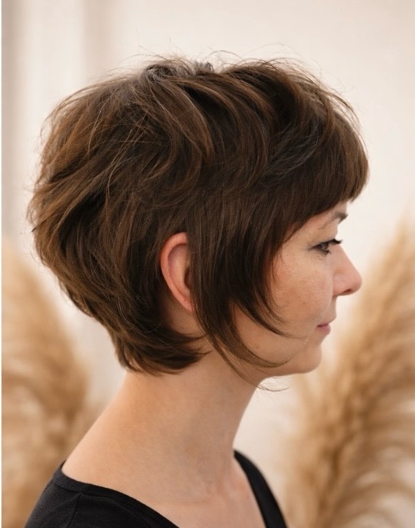 Textured Short Bob with Soft Bangs