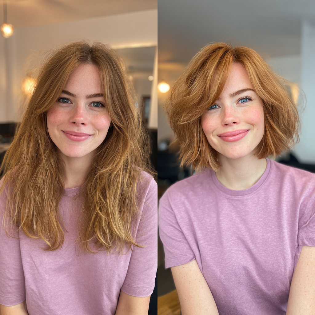 Textured Wavy Bob with Lively Copper Tones
