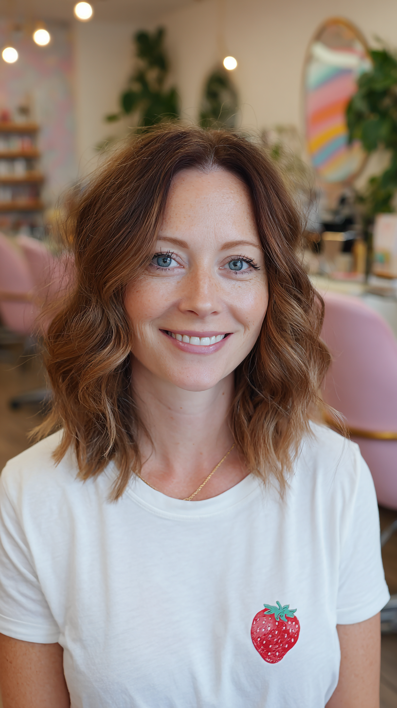 Textured Wavy Lob with Face-Framing Layers