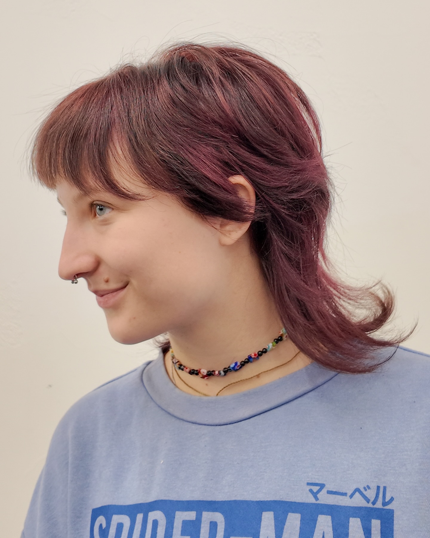 Trendy Textured Mullet with Bold Purple Undertones