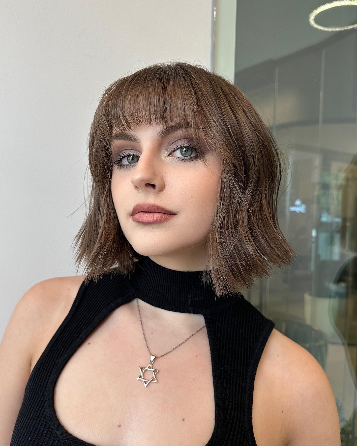 Chic Textured Lob with Soft Bangs