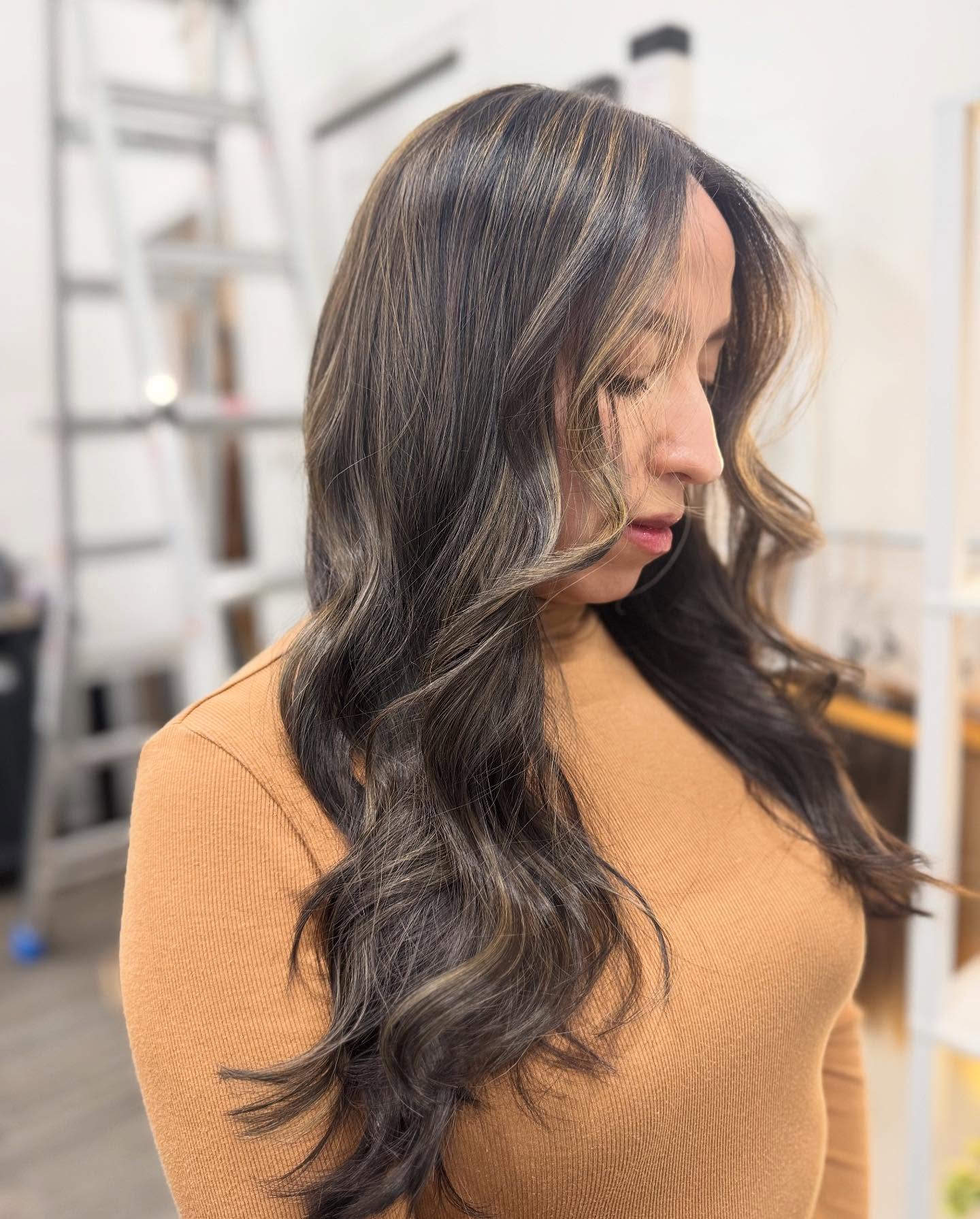 Elegant Long Waves with Subtle Caramel Highlights