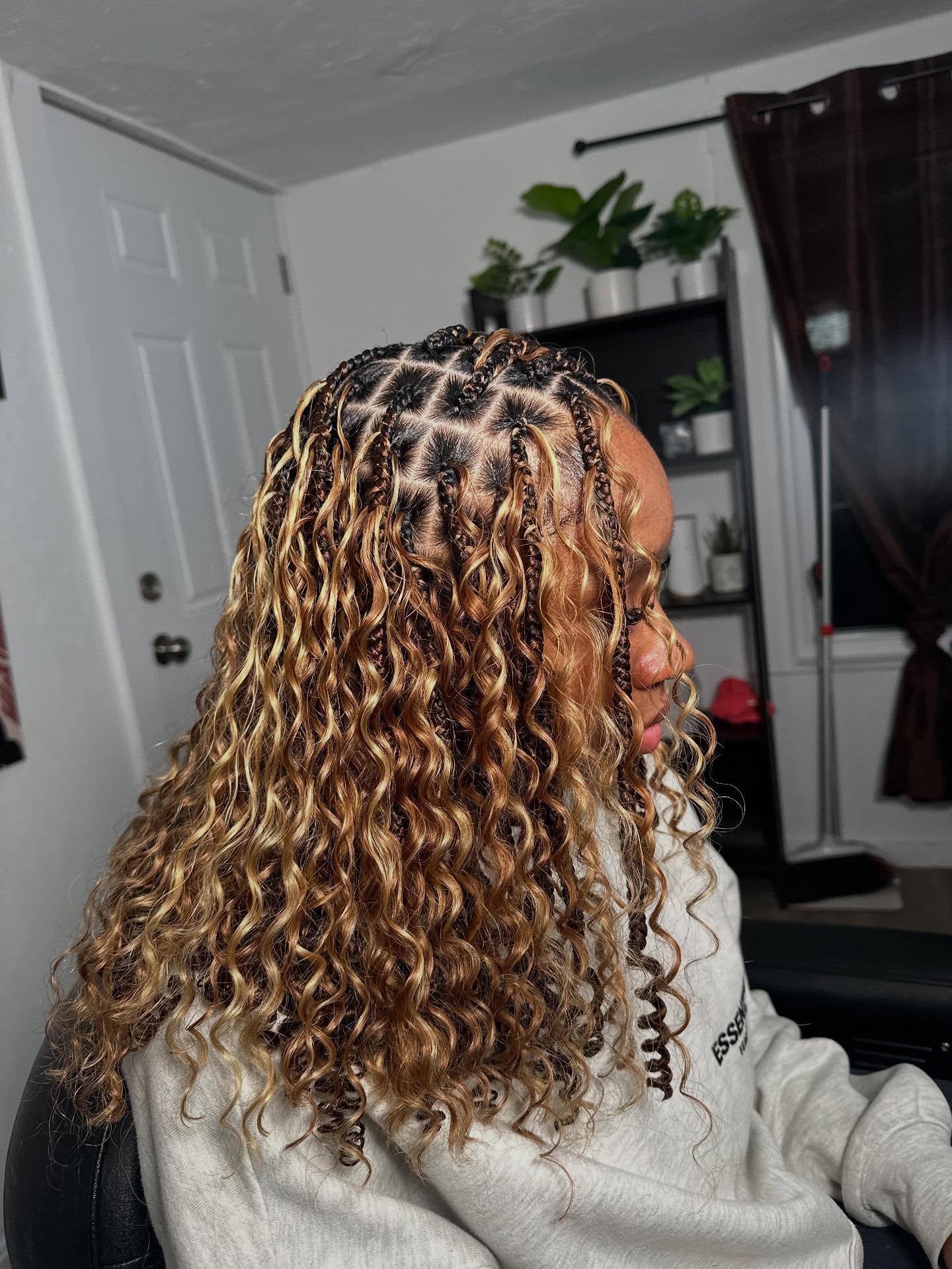 Gorgeous Curly Half-Up with Intricate Braids