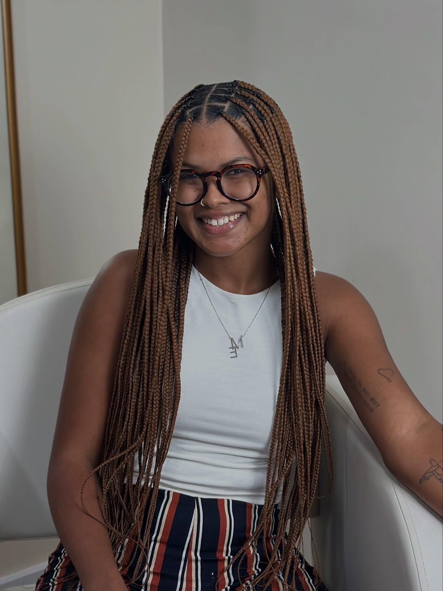 Long Box Braids with Intricate Cornrow Detail
