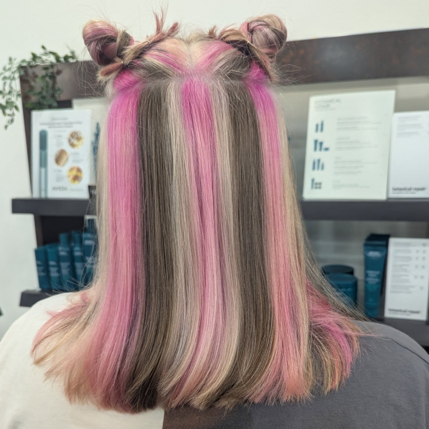 Playful Pastel Streaks with a Modern Straight Cut