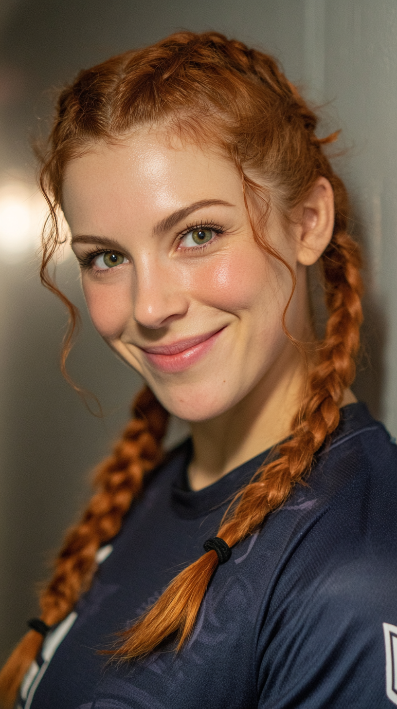 Playful Dutch Braids with a Sporty Twist