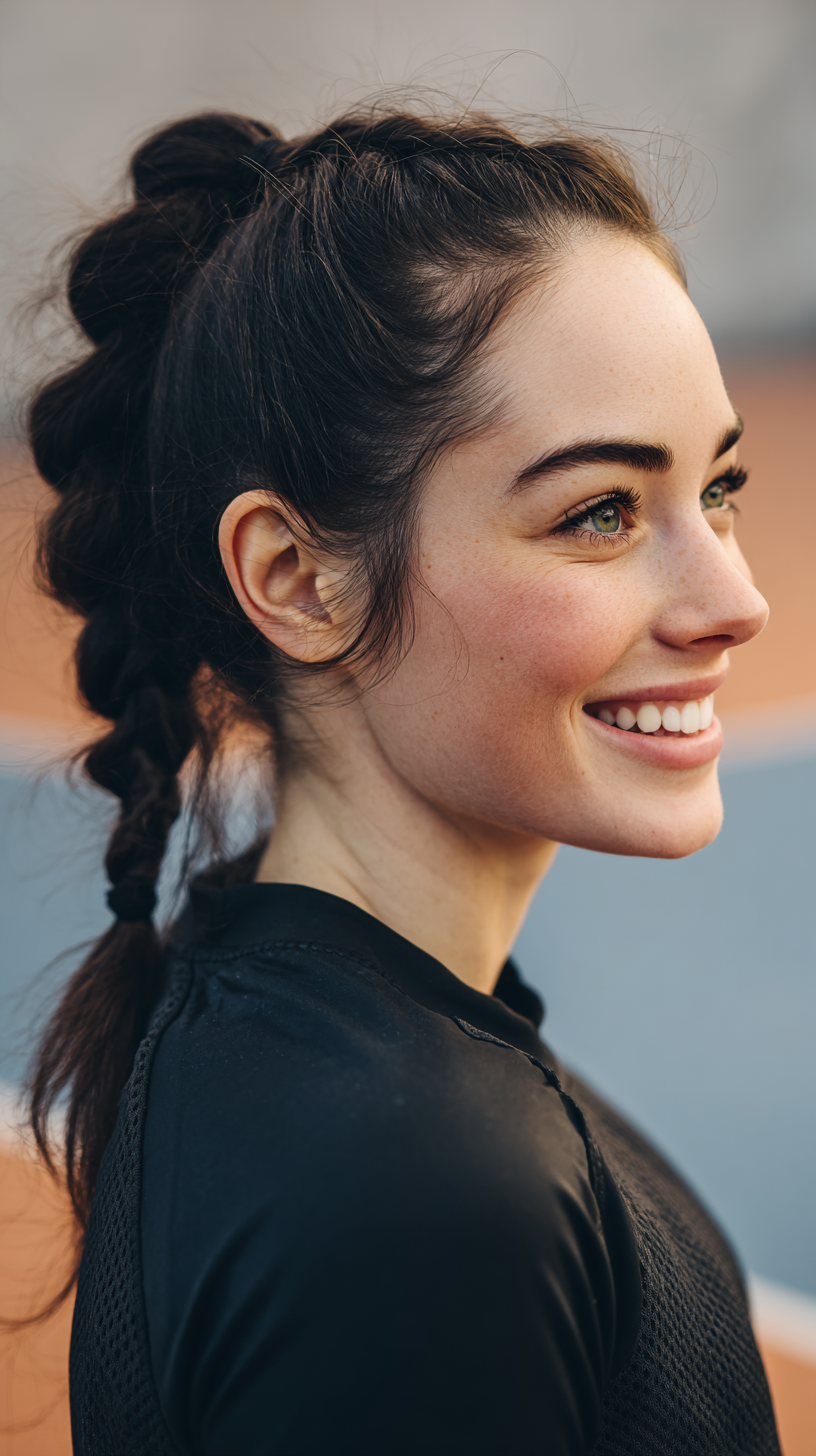 Sporty Braided Ponytail with Textured Volume