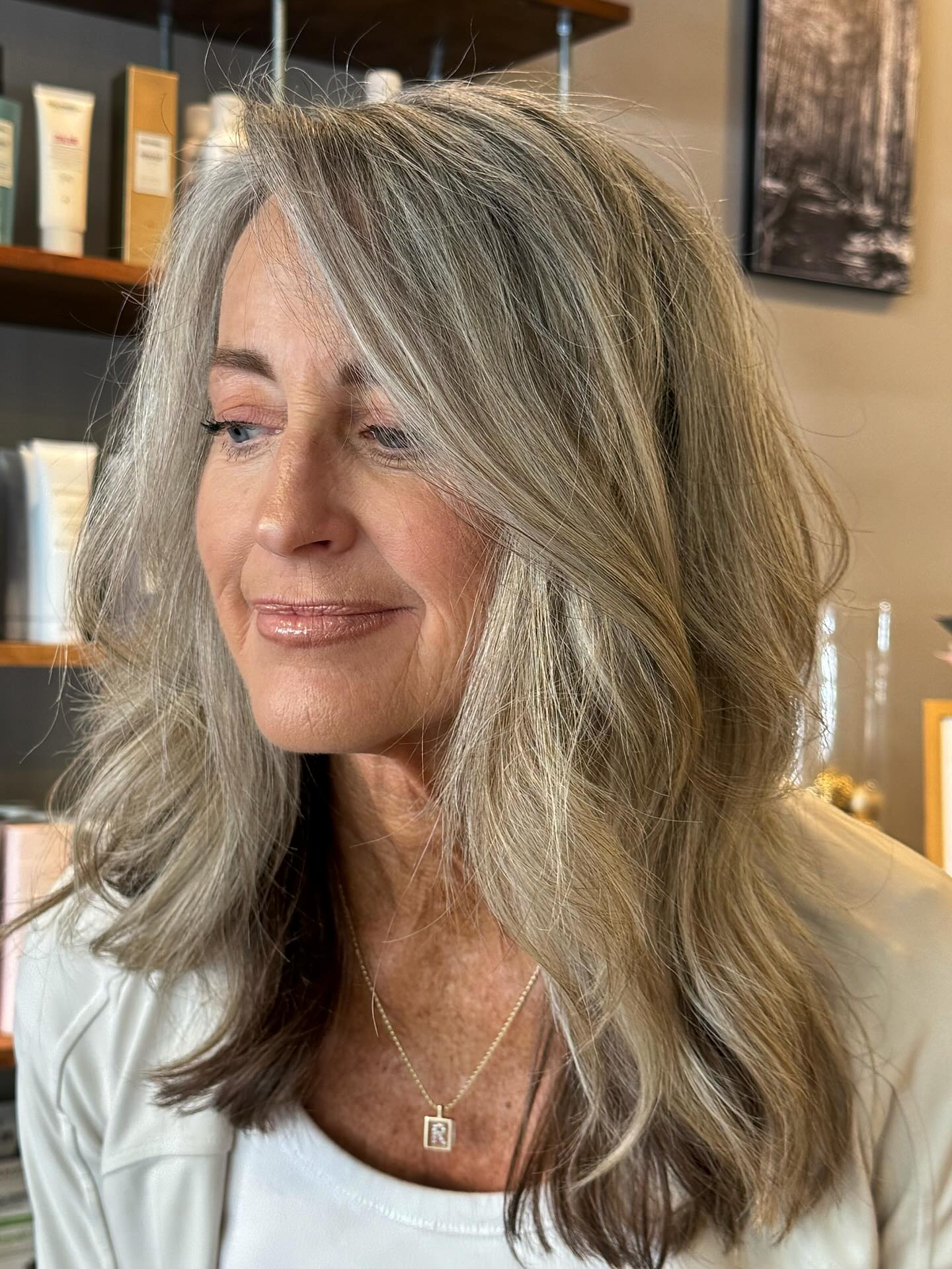 Beautiful Soft Gray with Natural Blonde Highlights