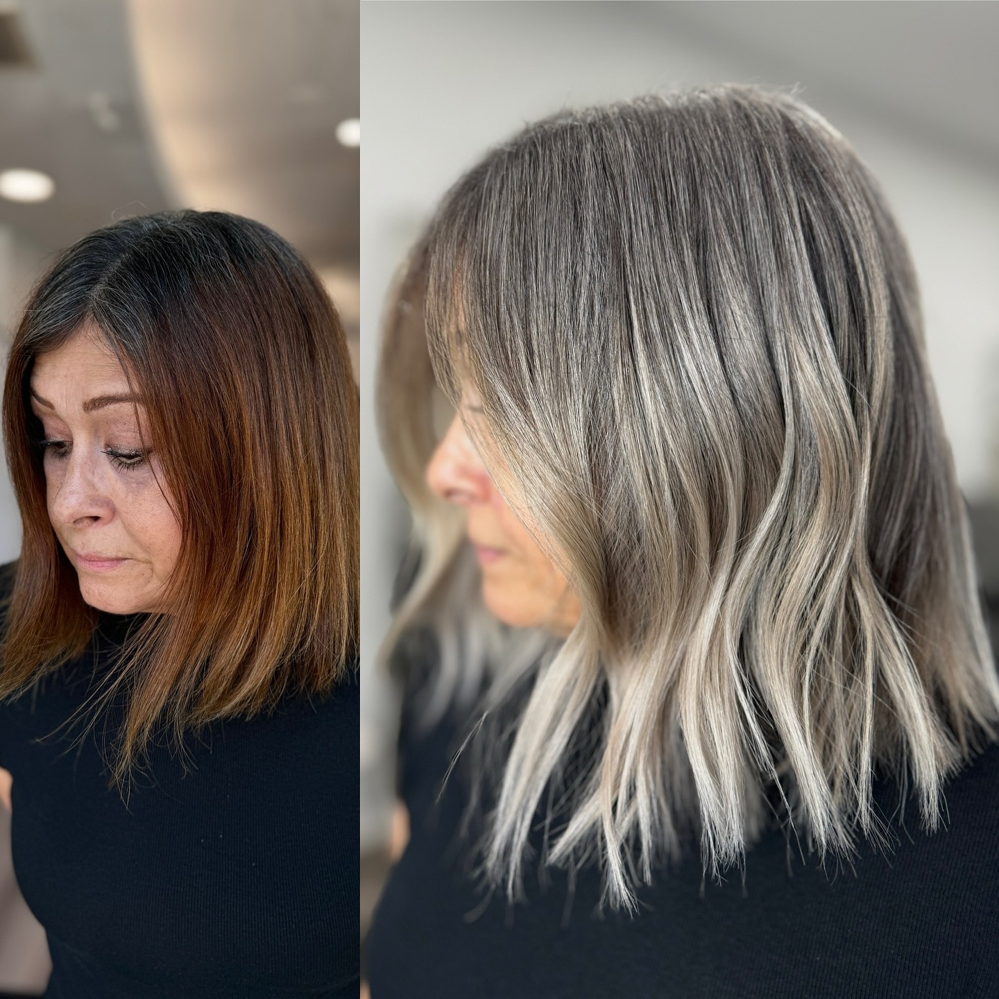 Chic Gray and Blonde Blended Waves