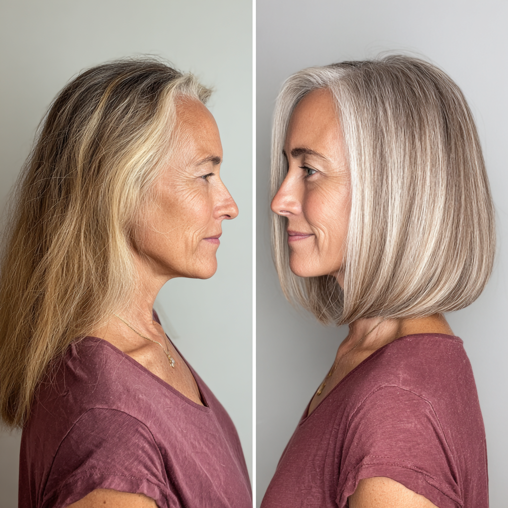 Modern Blended Ash Blonde and Silver Bob
