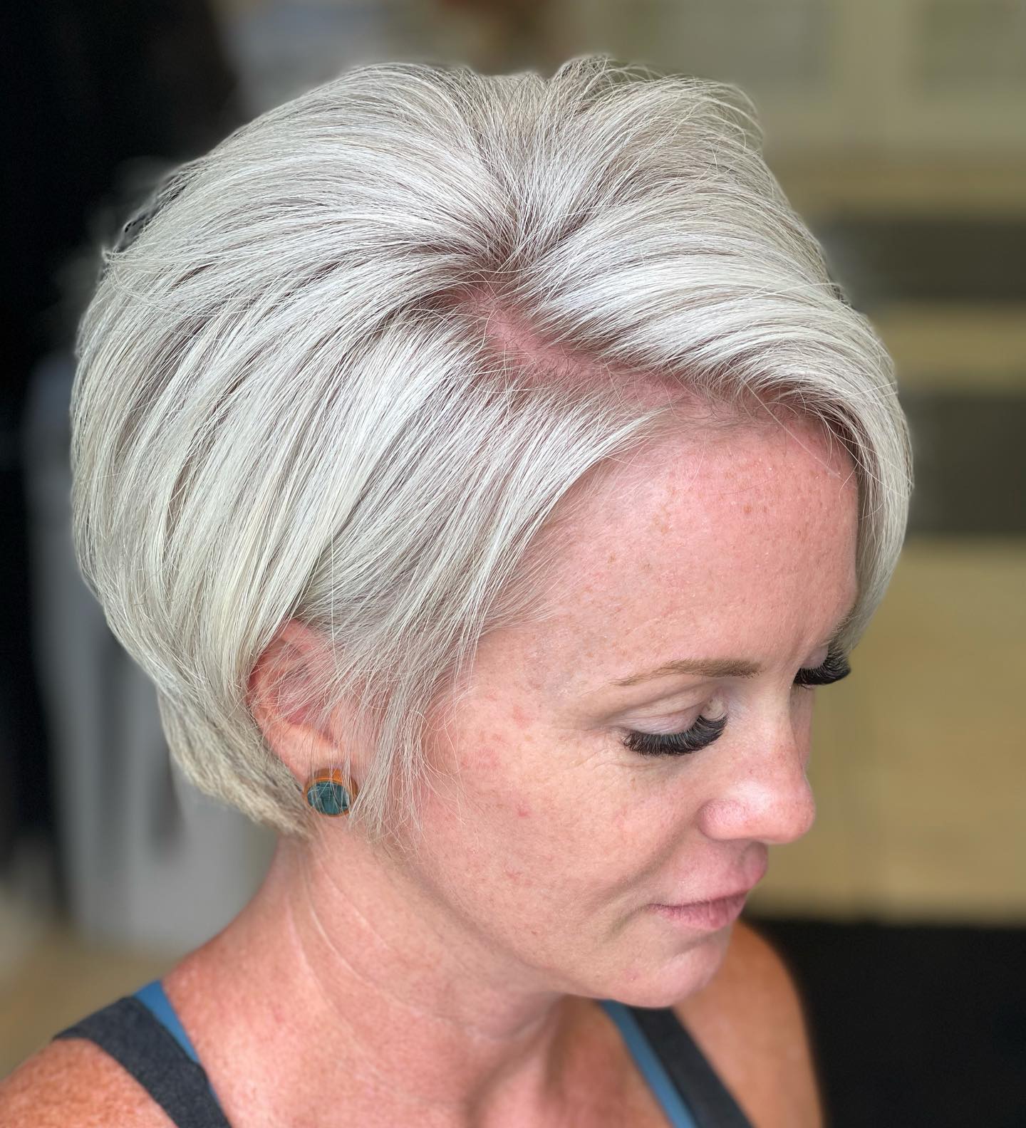Modern Silver Blunt Bob with Soft Texture