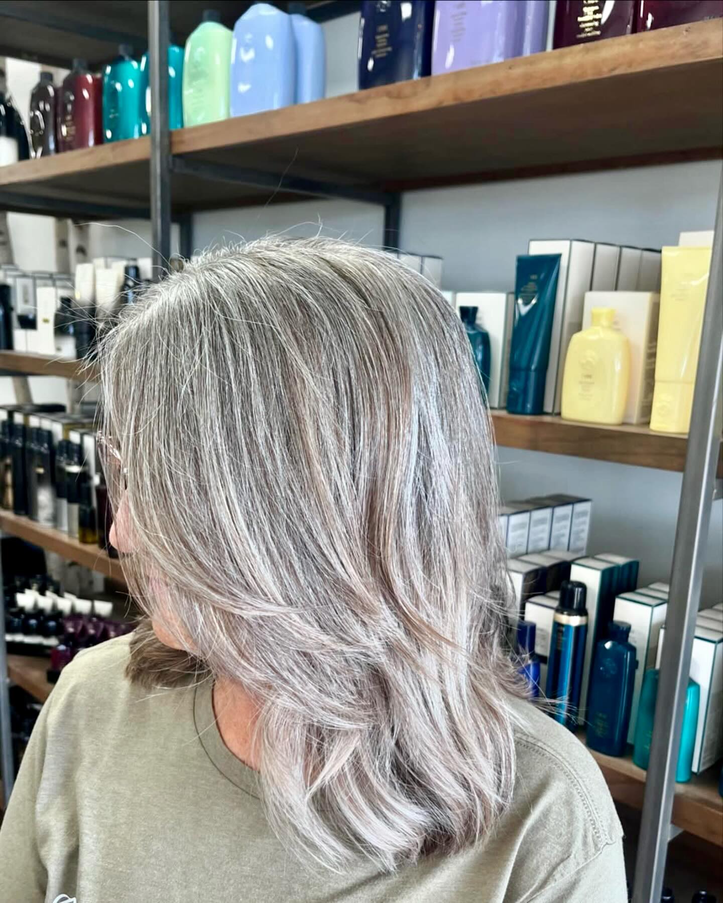 Soft Layered Gray with Subtle Blonde Highlights