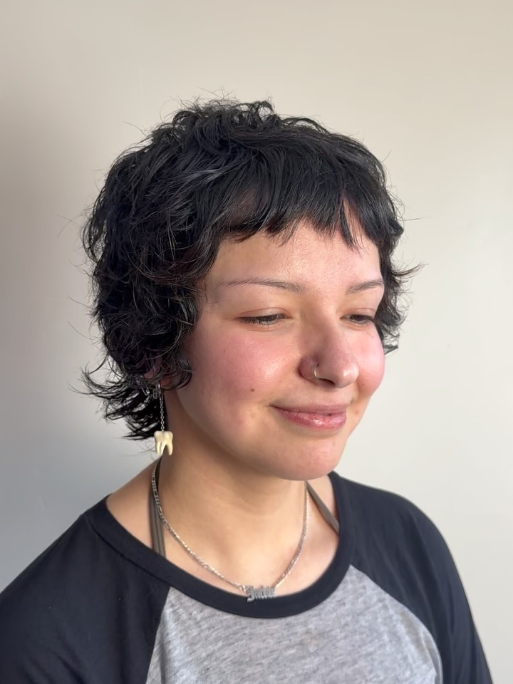 Textured Wavy Crop with Playful Bangs