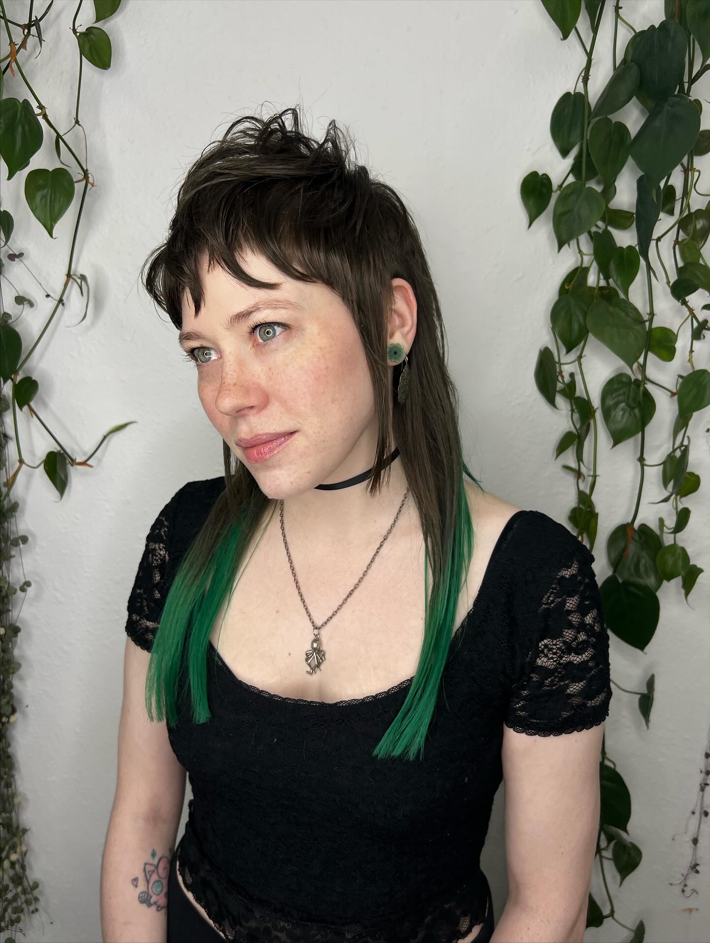 Choppy Textured Cut with Vibrant Green Tips