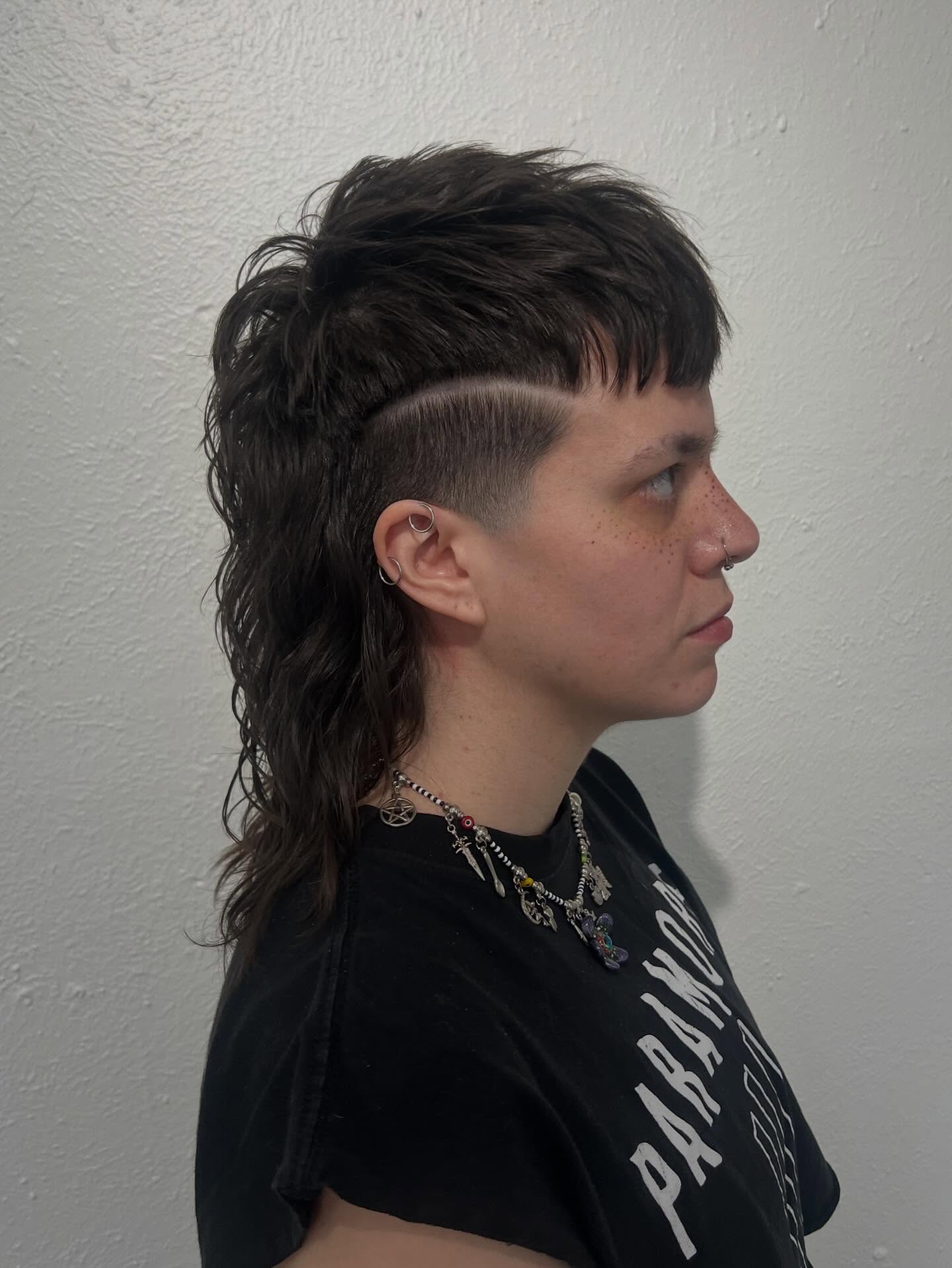 Modern Edgy Mullet with Defined Undercut