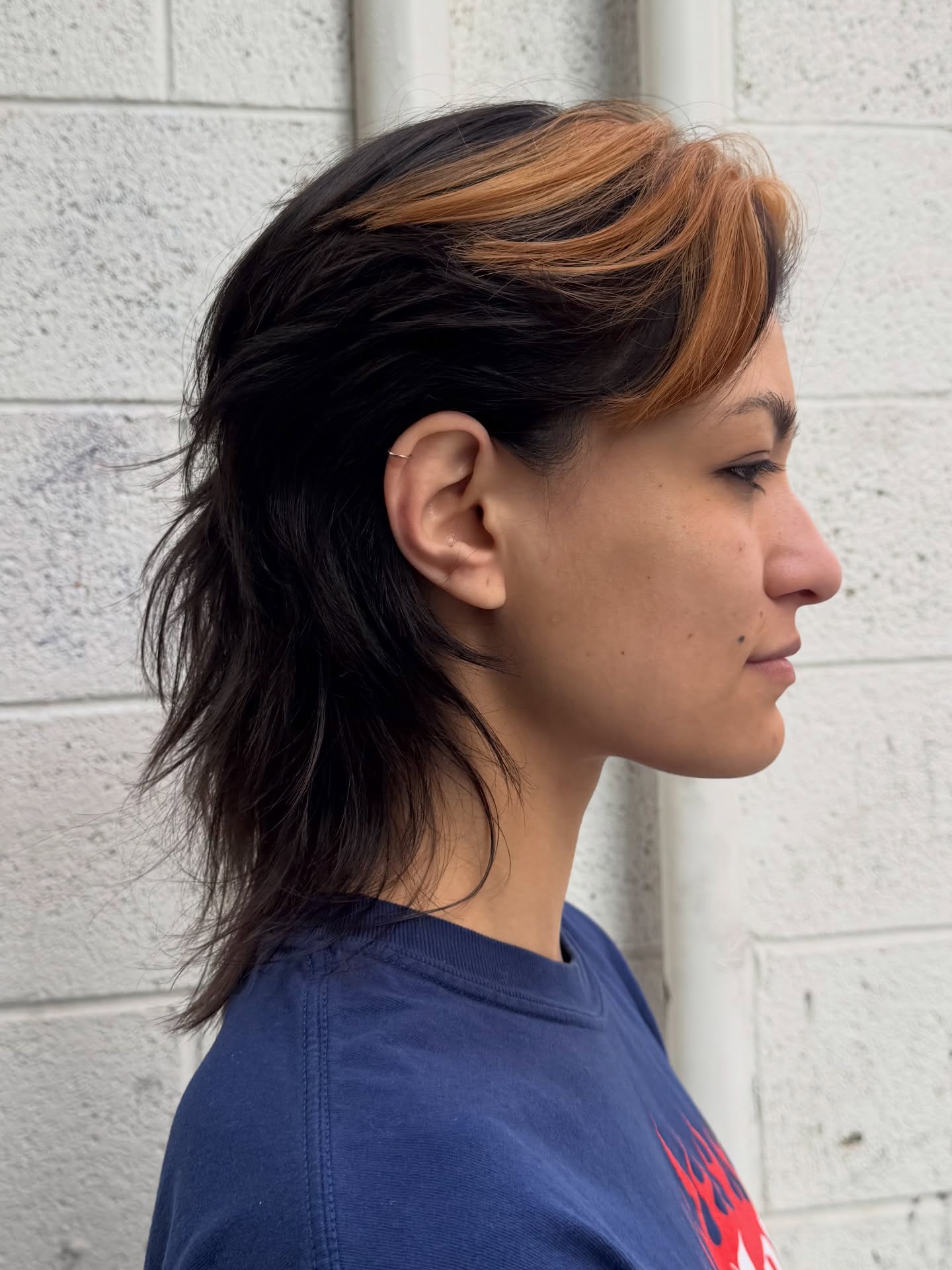 Modern Textured Mullet with Bold Copper Highlights