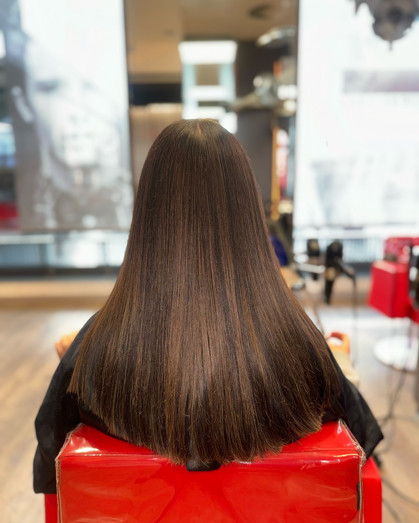 Sleek Chocolate Brown Long Hair with Subtle Highlights