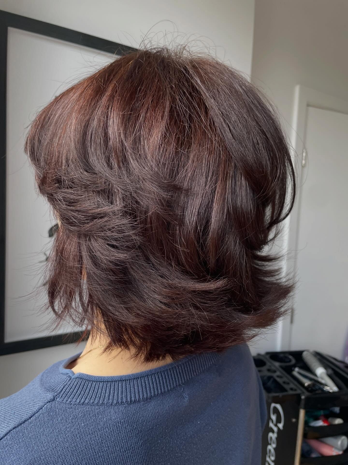 Stylish Textured Brown Bob with Feathered Layers