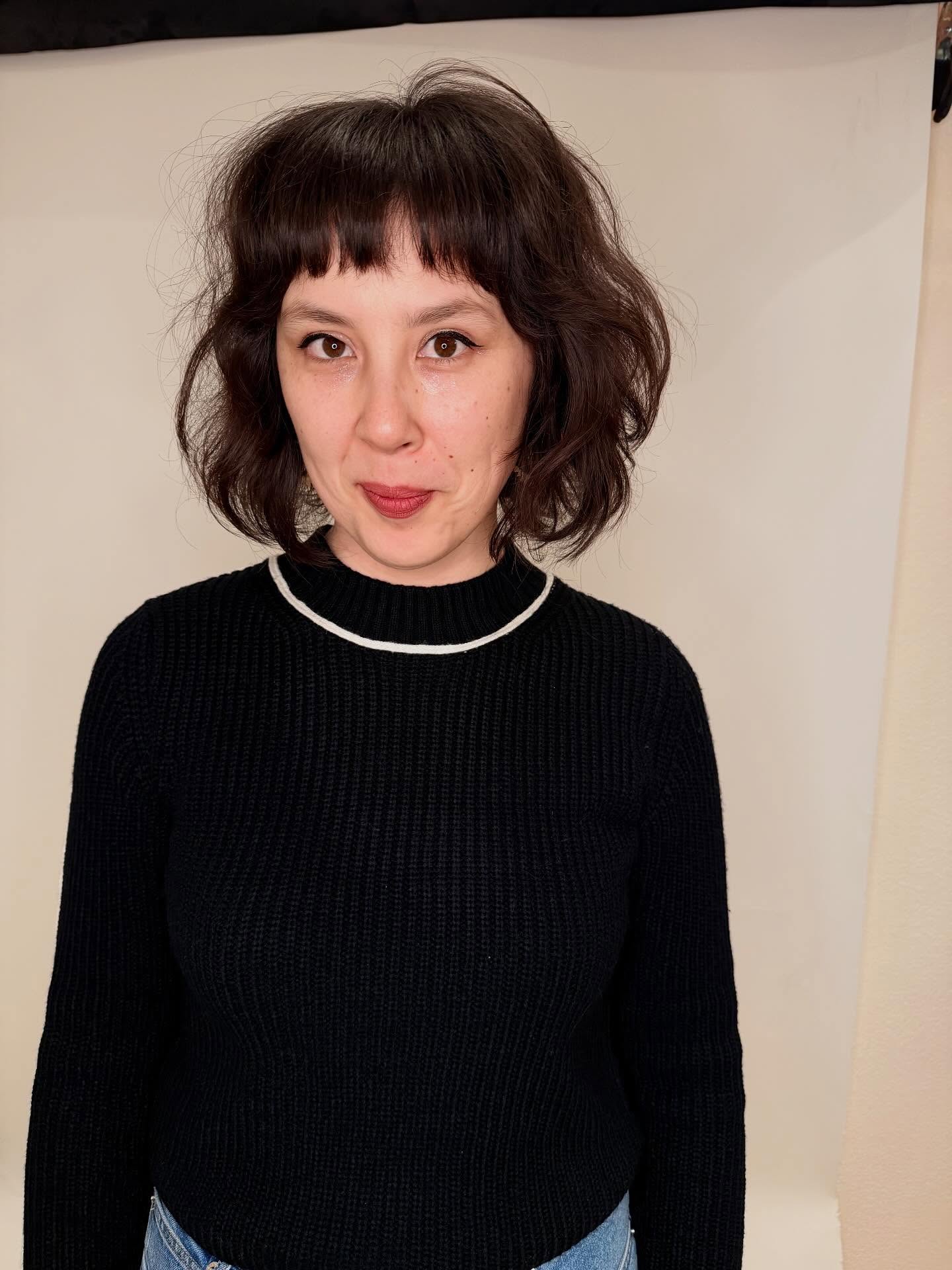 Textured French Bob with Playful Curls