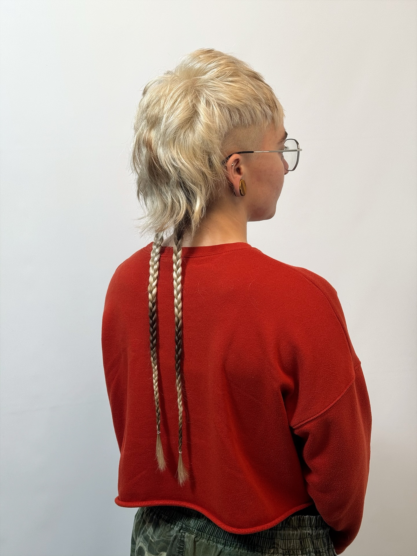Unique Textured Mullet with Braided Accents