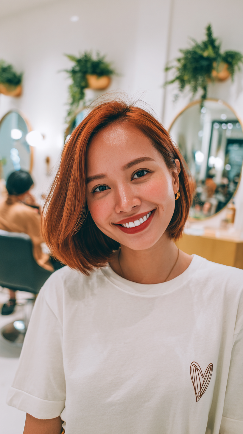 Vibrant Copper Bob with Soft Layers
