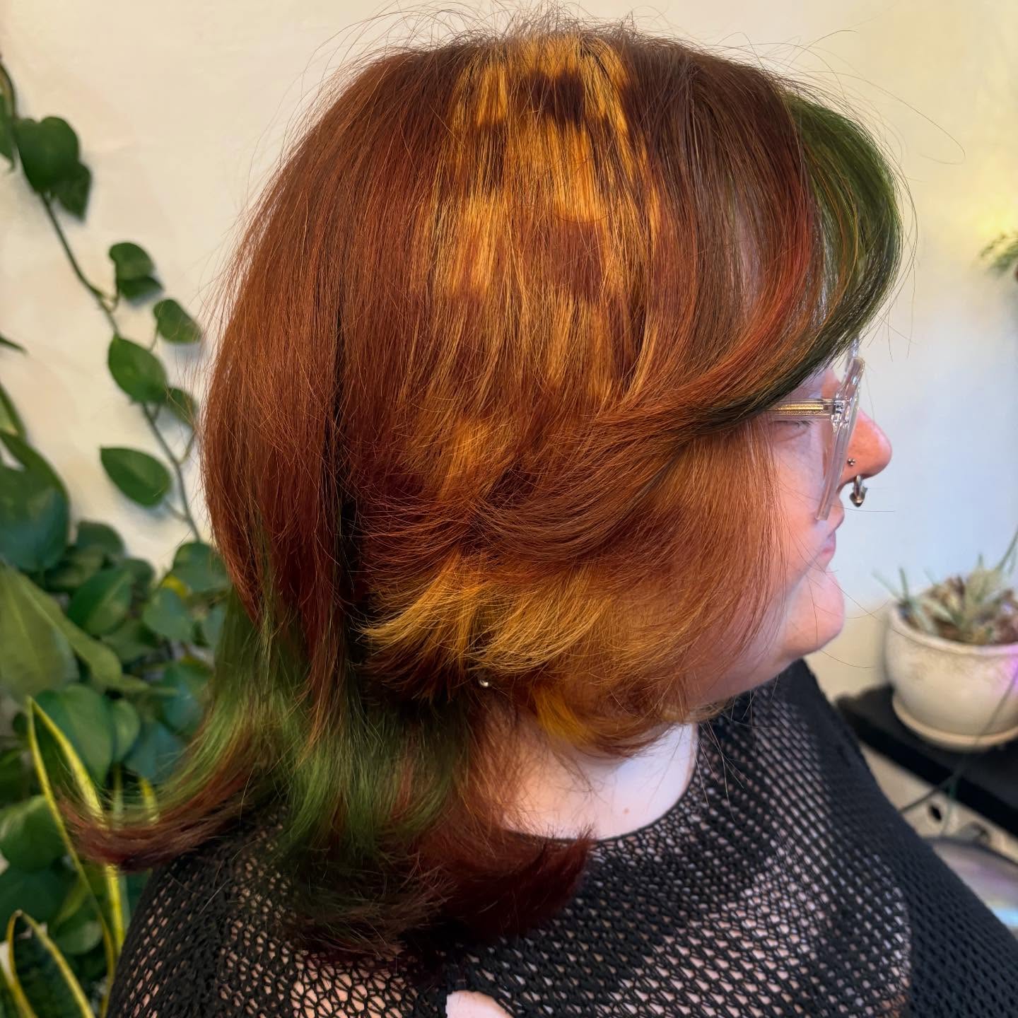 Vibrant Layered Cut with Bold Color Transitions