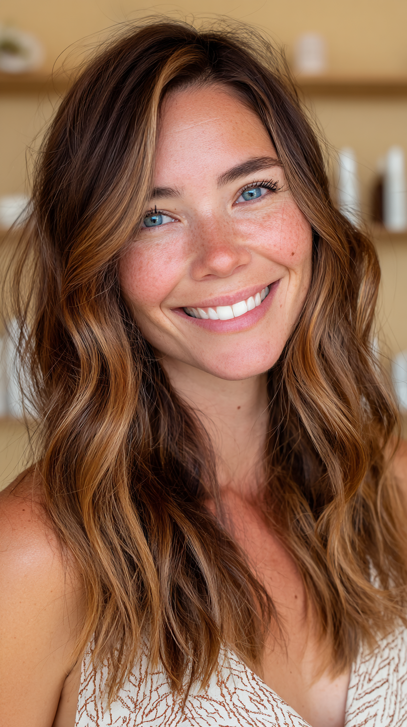 Warm Copper Waves with Subtle Highlights on Sun-Kissed Skin