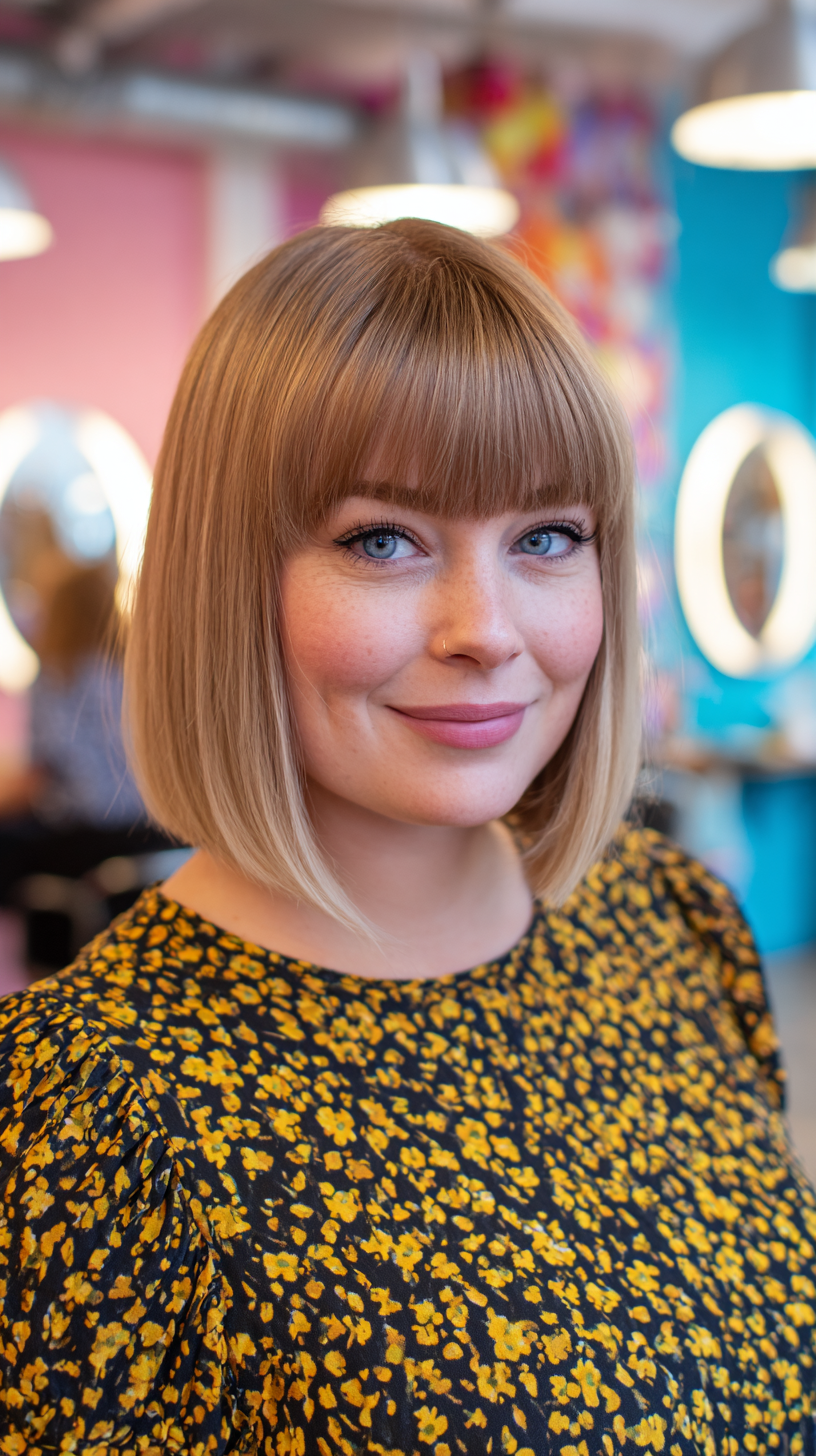 Chic Blunt Bob with Soft French Bangs
