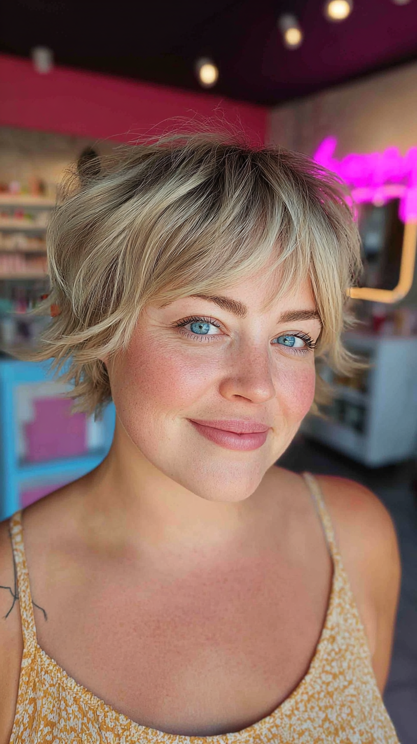 Chic Textured Pixie Cut with Soft French Bangs