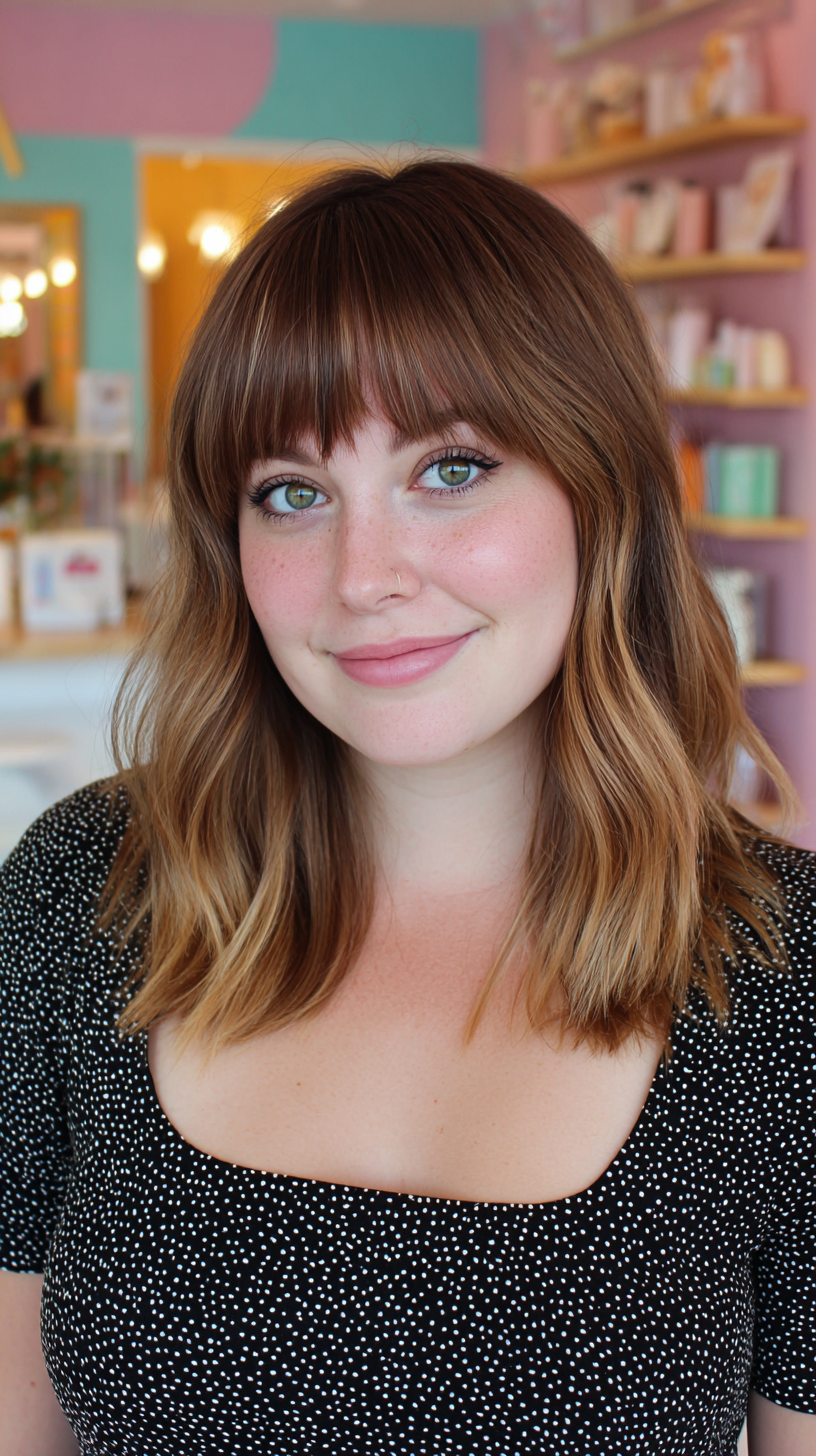 Modern Textured Lob with Soft French Bangs