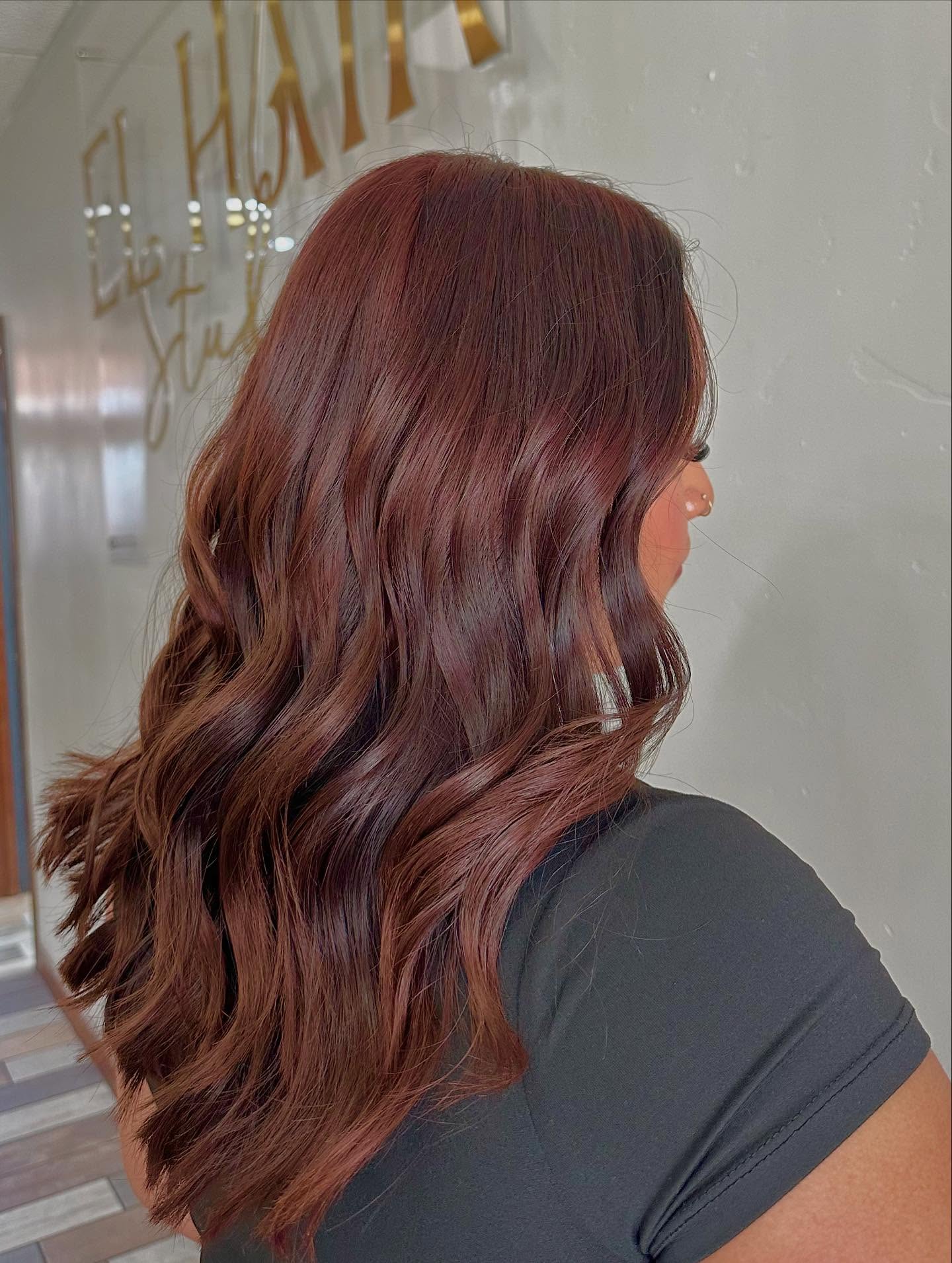 Radiant Burgundy Layered Cowgirl Cut with Soft Waves