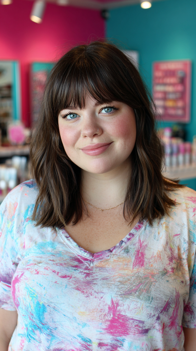 Sleek Medium-Length Hair with Soft French Bangs