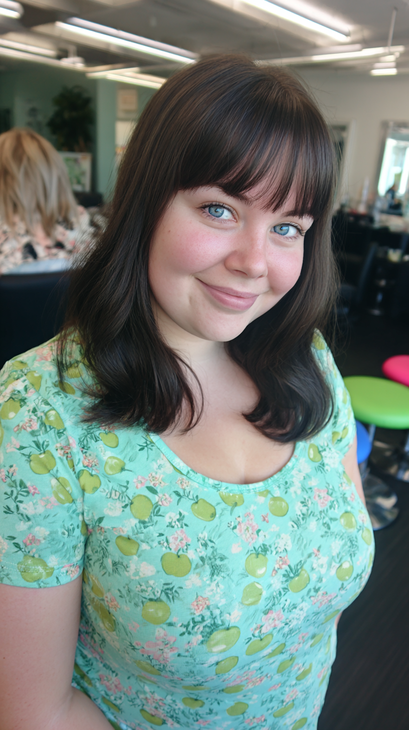 Stylish Long Brown Hair with Soft French Bangs