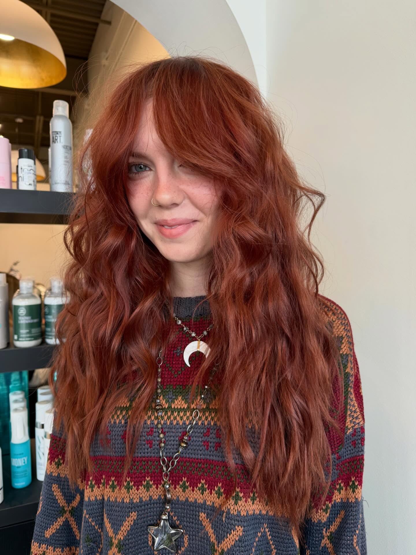 Textured Long Cowgirl Cut with Vibrant Copper Highlights