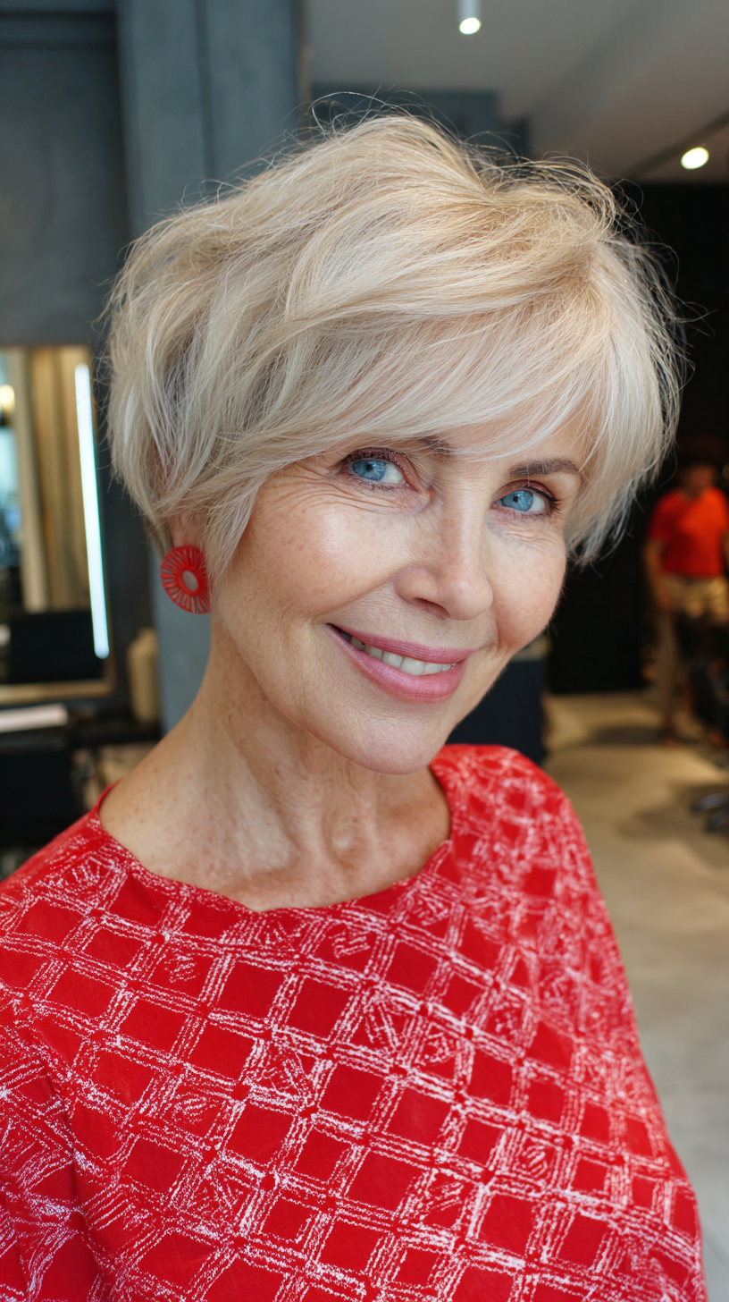 Chic Softly Layered Silver Bob