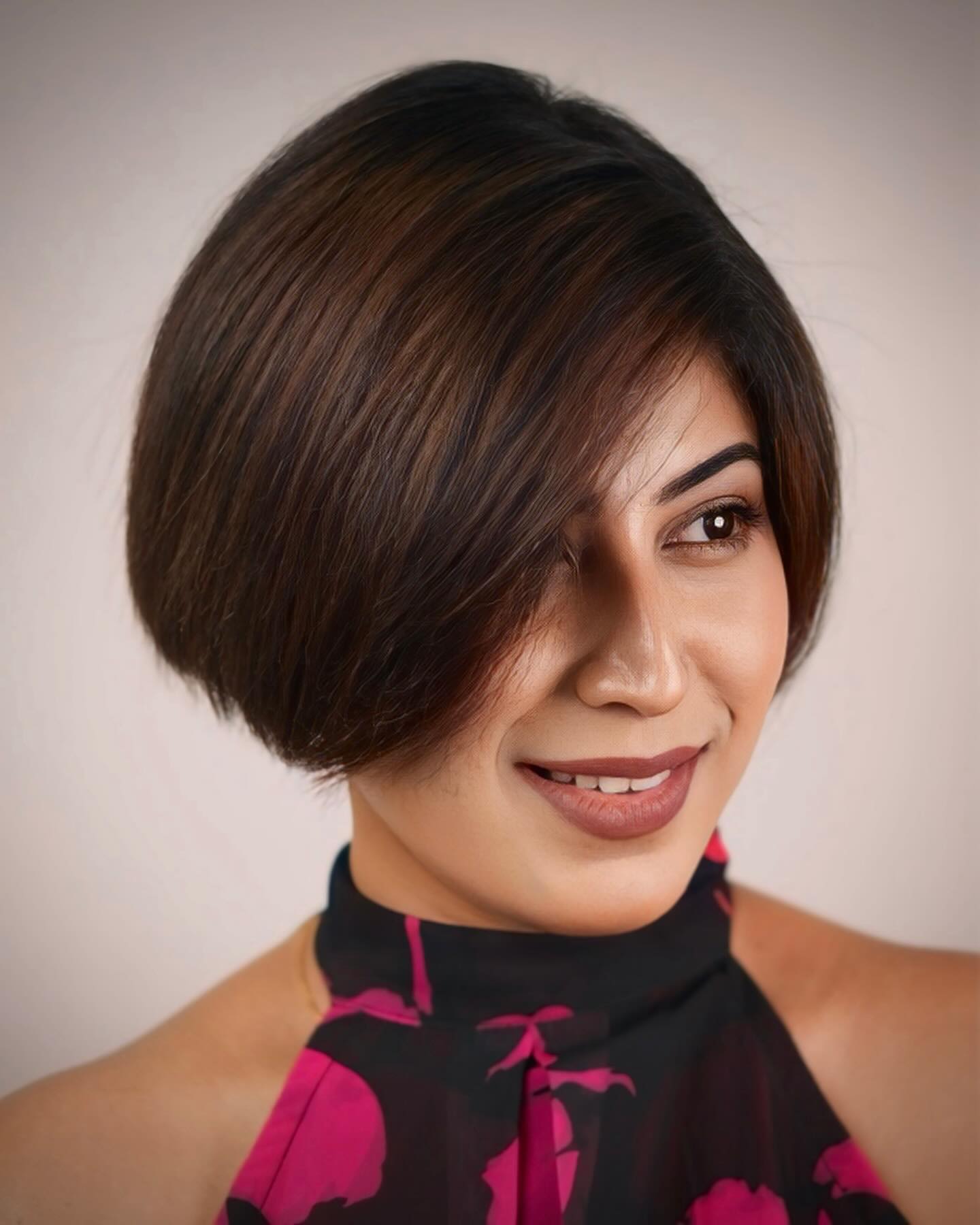 Sleek Angular Bob with Subtle Highlights