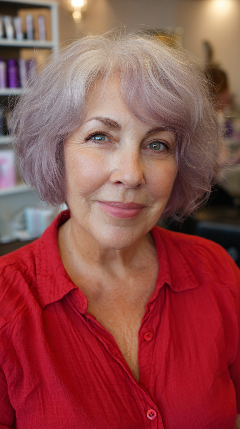 Soft Lavender Textured Bob with Subtle Layers